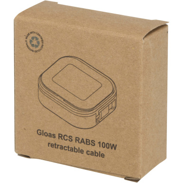 Logotrade corporate gift image of: Gloas 5-in-1 recycled retractable data sync and 100W fast charge cable with smartphone tool kit